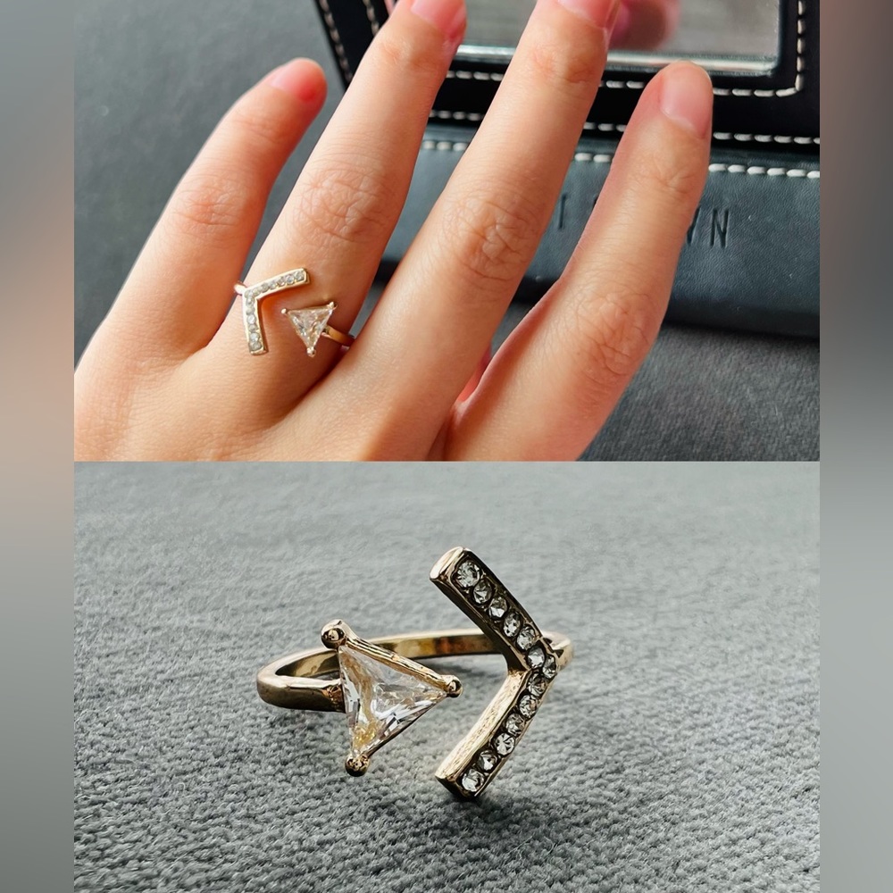 Adjustable Unique Triangle Stone Ring